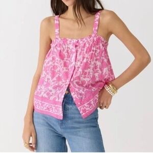 J.Crew Pink Floral Button Front Camisole Tank Top Medium